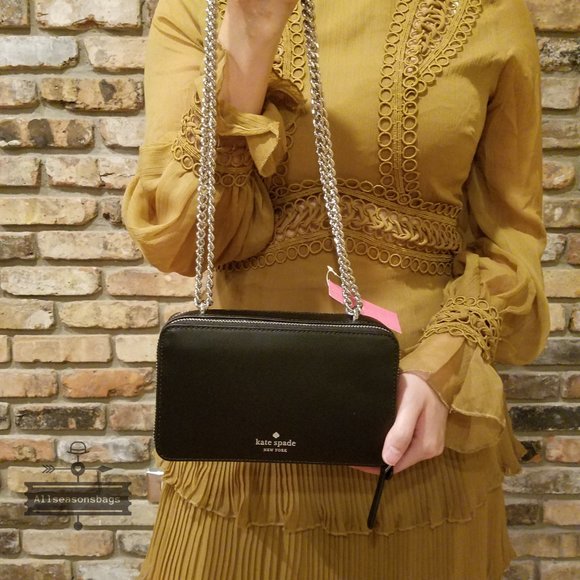 Kate spade double zip chain crossbody frosty black - Picture 2 of 5